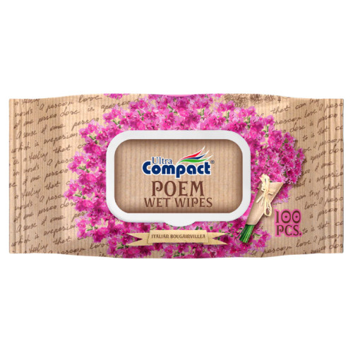 Вологі серветки Ultra Compact Poem Italian Bougainville з клапаном, 100 шт